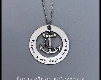 Yeshua is my anchor necklace, anchor jewelry, personalized gift for her, Christian pendant, Jesus is my anchor, Hebrews bible verse necklace