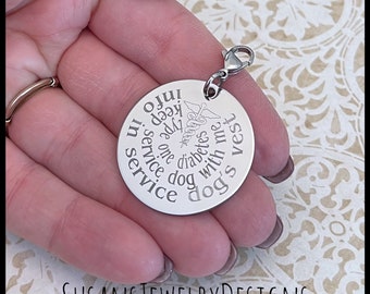 Engraved medical alert clip on charm, stainless steel, medical identification, personalized wording, medical id, unisex, man woman boy girl