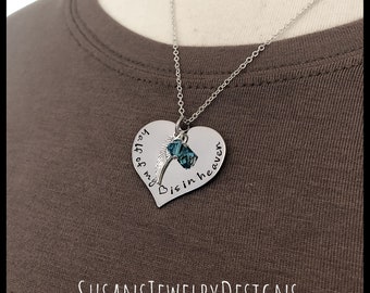 Custom memorial necklace, stainless steel, half of my heart, memorial jewelry, personalized, mom, dad, remembrance necklace, sympathy gift