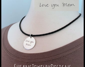 Handwritten necklace, custom handwriting jewelry, gift for mom, gift for daughter, handwritten keepsake, signature necklace, actual writing