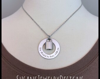 Custom lock urn necklace, stainless padlock, memorial necklace, cremation jewelry, personalized keepsake, ash holder, washer disc, mom dad