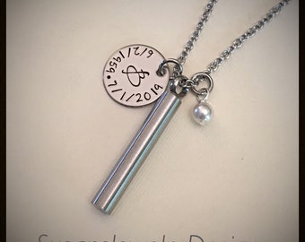 Custom cylinder urn necklace, brushed stainless urn, memorial necklace, cremation jewelry, initial urn, ash holder, sympathy gift, baby loss