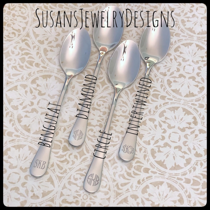 Engraved birth flower baby spoon, monogram baby shower gift, stainless steel, new mom, initial monogrammed, unisex, mom gift, personalized image 7