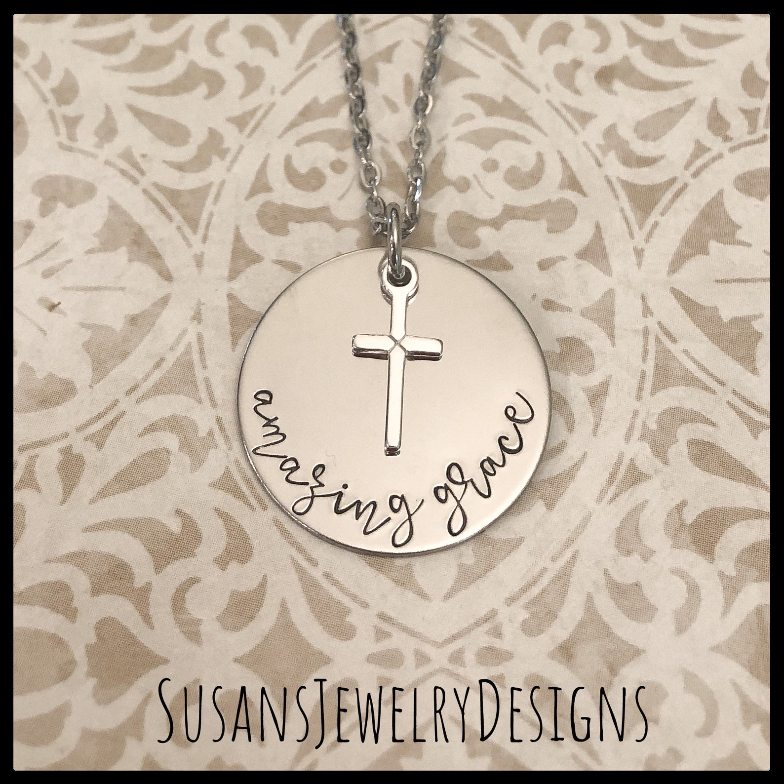 Amazing grace cross necklace Clearance