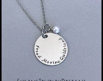 Custom stamped proud military necklace, stainless steel, navy, marines, army, air force, coast guard, national guard, girlfriend wife mom