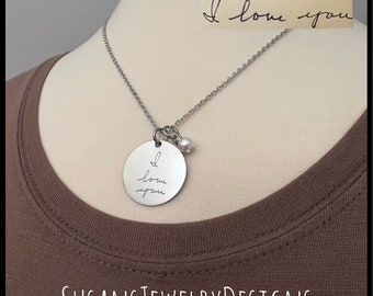 Handwritten necklace, handwriting gift, engraved signature, signature jewelry, keepsake pendant, engraved handwriting jewelry, gift for mom