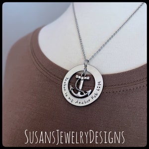 Yeshua is my anchor necklace, anchor jewelry, personalized gift for her, Christian pendant, Jesus is my anchor, Hebrews bible verse necklace