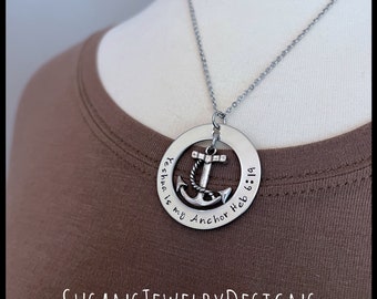 Yeshua is my anchor necklace, anchor jewelry, personalized gift for her, Christian pendant, Jesus is my anchor, Hebrews bible verse necklace