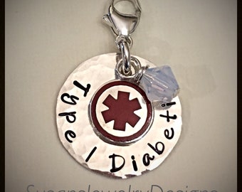 Custom medical alert clip on charm, sterling silver medical id, medical identification, medical alert charm, personalized wording, diabetic