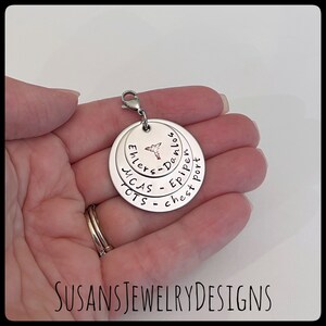 Custom medical alert clip on charm, medical ID clip, stainless medical alert, medical identification, personalized wording, name, allergy