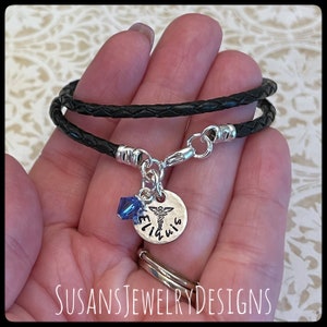 Custom medical alert bracelet, leather medical ID, stainless steel medical alert, medical identification, double wrap bracelet, ID bracelet