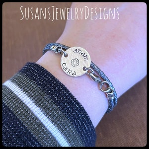 Mo anam cara bracelet, Celtic jewelry, sterling silver, Irish, anam cara gifts, my soul friend, braided leather wrap, unisex, custom wording