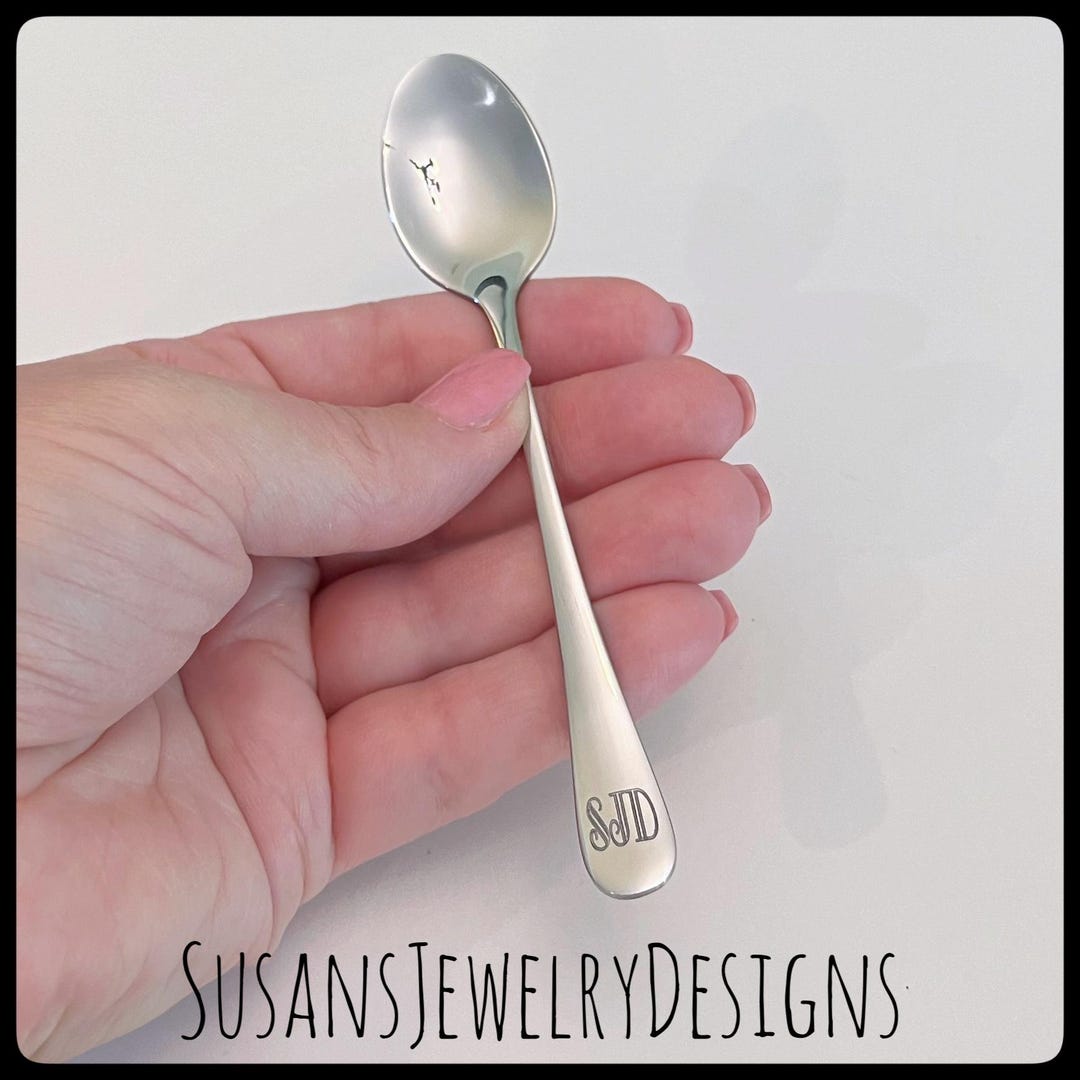 Spoon Lettering Engraved Baby Spoon, Baby Shower Gift, Art Deco Monogram, New Baby ...