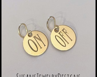 Engraved hearing loss earrings, yellow gold filled medical id, personalized wording, medical alert earring, medical ID gift, deaf earrings