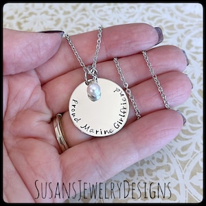 Custom military necklace, stainless steel, navy, marines, army, air force, coast guard, national guard, proud military gift, military wife