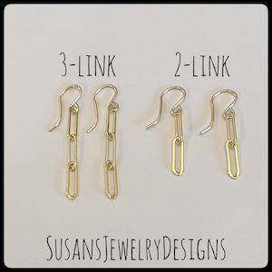 Paperclip earrings, yellow gold fill jewelry, gift for her, rectangle, dangle earring, dainty, lightweight, handmade paper clip earrings