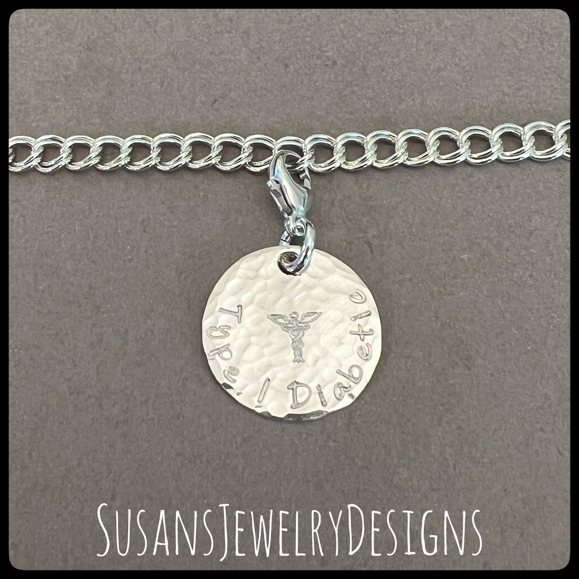 Custom Medical Alert Clip on Charm, Sterling Silver Medical Id, Medical ...