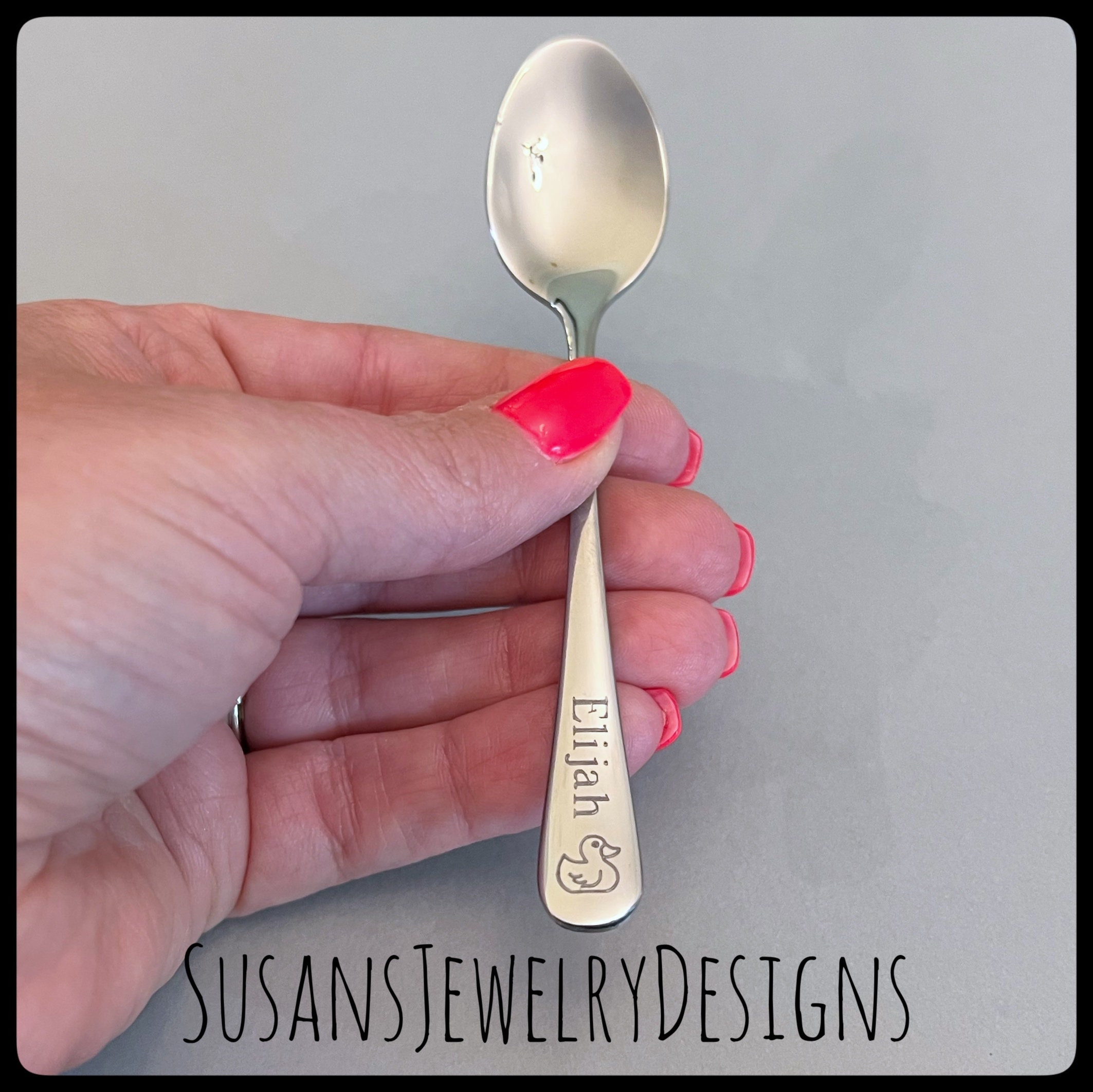 SALE Set of 2 Hand Stamped Custom Silver Baby Spoons Personalized With  Names or Initials, Baby Shower, Shower Gift, New Baby, Engraved Gift -   Norway
