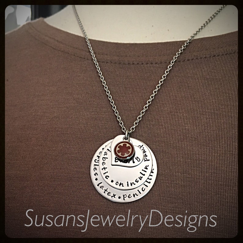 Custom medical alert necklace, medical ID, stainless steel medical alert, medical identification, name necklace, diabetic jewelry, allergy image 8