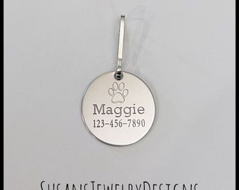 Pet ID Tag Disc for Pet Collar Clip Identification Stainless Steel Custom Wording Dog Phone Number Cat Personalized Contact Information