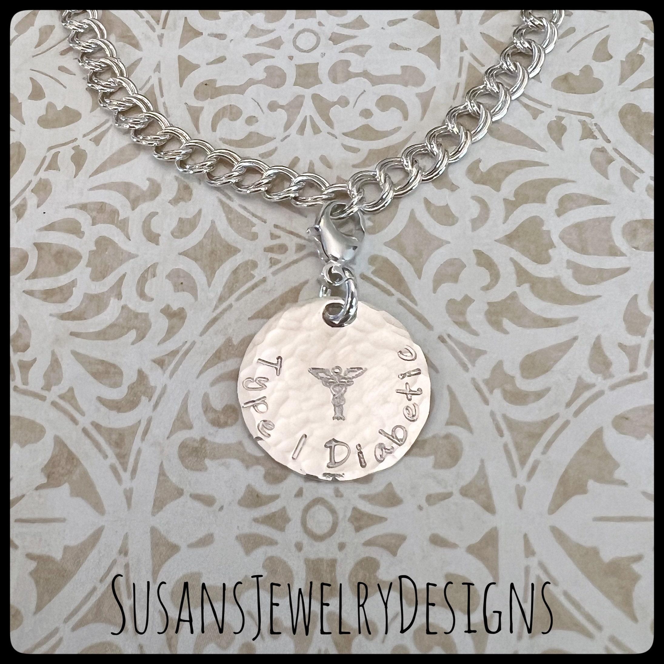 Custom Medical Alert Clip on Charm, Sterling Silver Medical Id, Medical ...