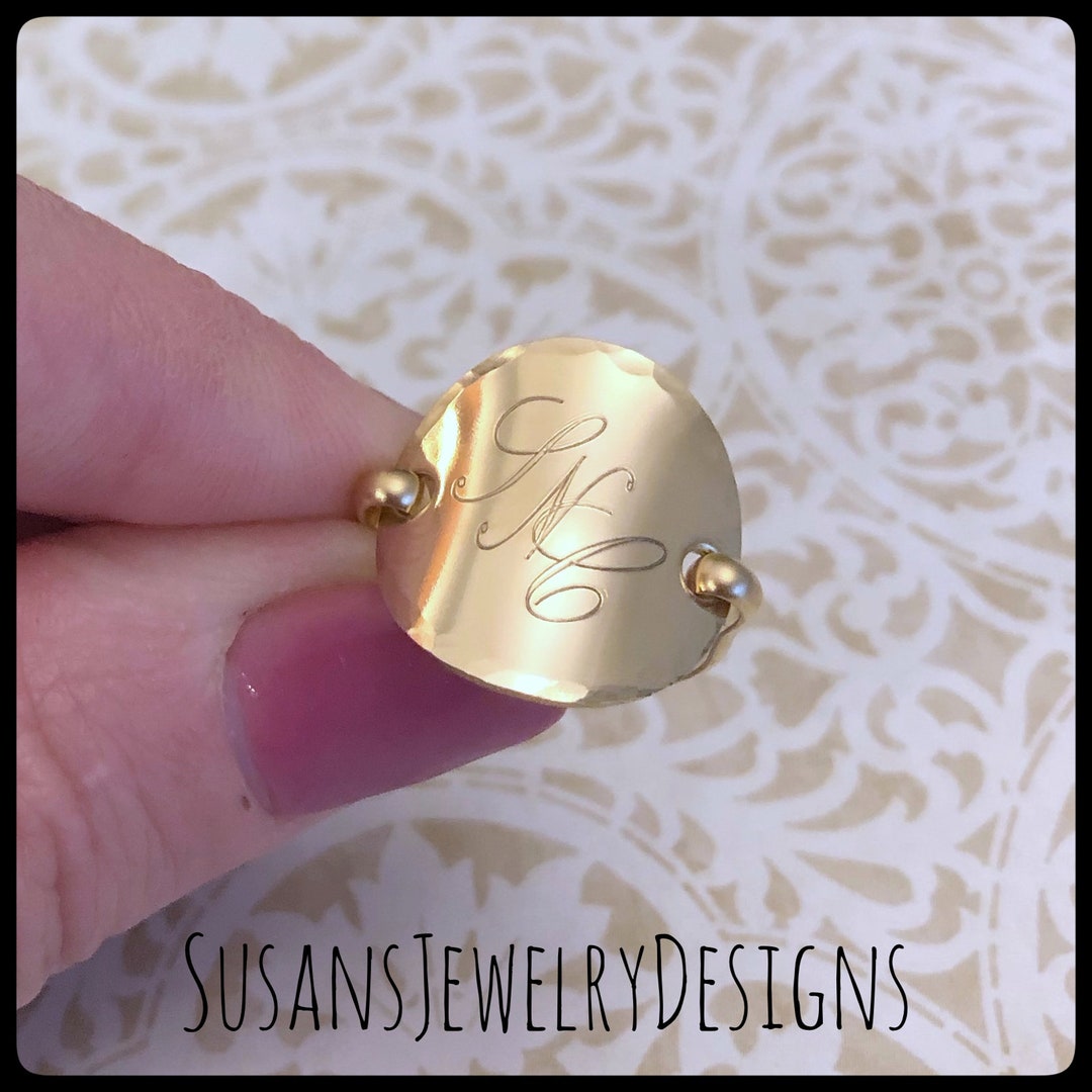 Monogram Saddle Ring Yellow Gold Initial Jewelry Gold Filled Hammered ...