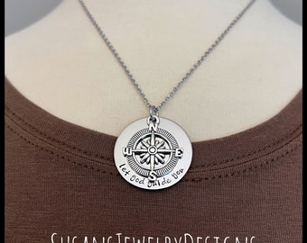 Let god guide you necklace, compass necklace, navigation jewelry, personalized necklace, Christian gift, graduation gift, gift for daughter