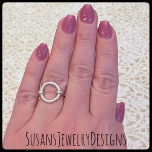 Open Circle ring, sterling silver jewelry, custom size, gift for her, pewter circle jewelry, sterling silver, flat smooth design and band