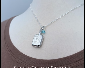 Custom rectangle urn necklace, sterling silver, memorial necklace, cremation jewelry, personalized keepsake, ash holder, cremate, ashes