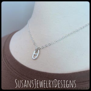 Anchor link necklace, marine link, sterling silver jewelry, gift for her, dainty oval pendant with chain, boat mariner, lightweight jewelry