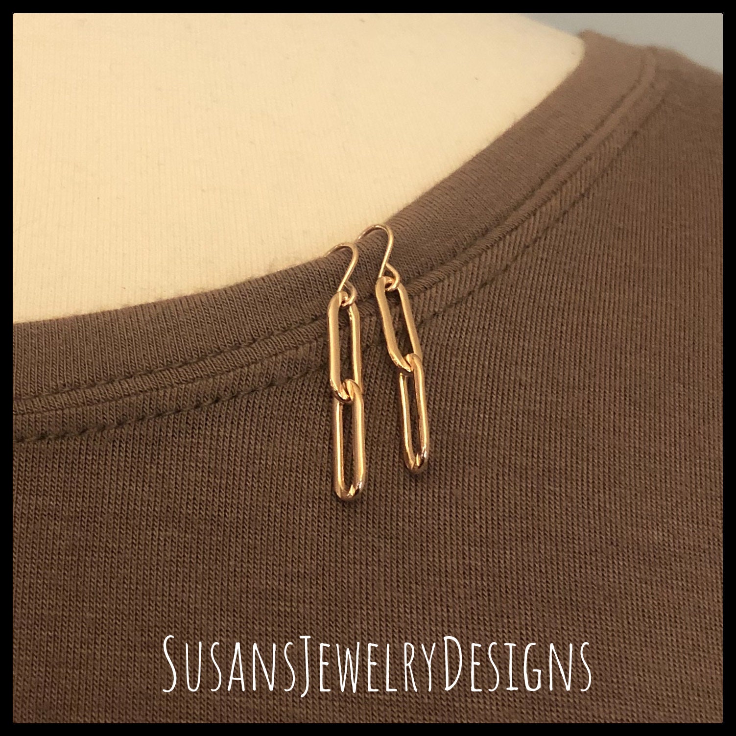 Paperclip earrings rose gold fill jewelry gift for her Etsy