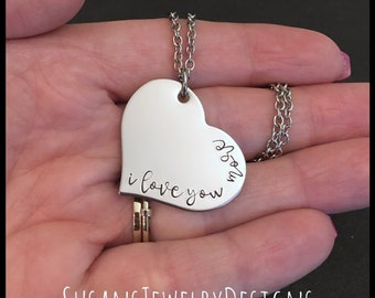 I love you more necklace, sentiment jewelry, heart, valentines day, gift for her, i love you, i love you most, ily jewelry, girlfriend, wife