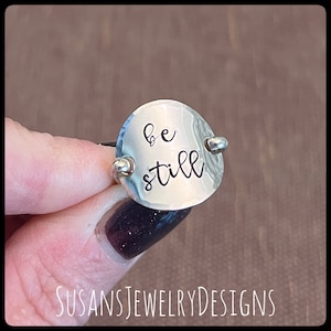 Be Still saddle ring, custom size, religious gift for women, christian jewelry, sterling silver rose gold or yellow gold filled, psalm bible