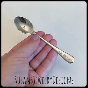 Engraved baby spoon, baby shower gift, new mom baby, name and date spoon, personalized, custom wording, unisex, silver stainless steel