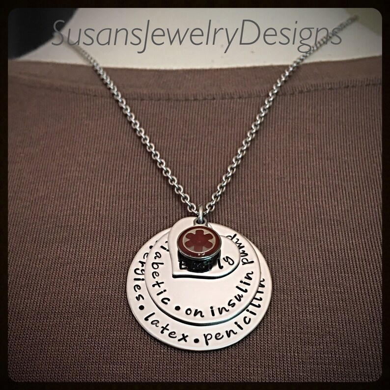 Custom medical alert necklace, medical ID, stainless steel medical alert, medical identification, name necklace, diabetic jewelry, allergy image 4