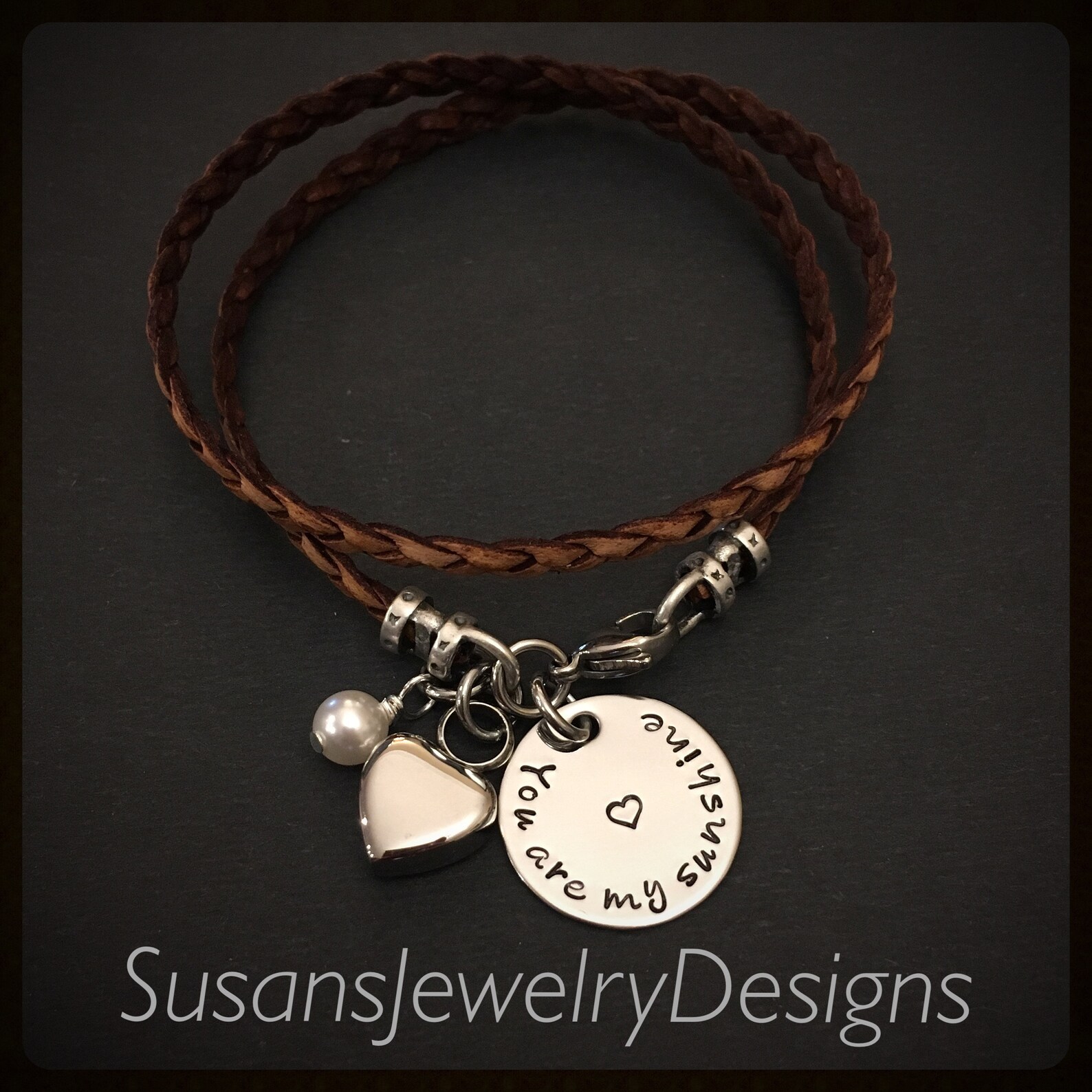 Custom heart urn bracelet stainless urn memorial leather Etsy