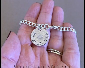 Mo anam cara bracelet, Celtic jewelry, sterling silver, Irish, anam cara gifts, my soul friend, custom wording available, double curb link,