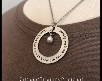 Custom sentiment necklace, personalized jewelry, best friend necklace, steel, friendship, how blessed i am to know you and be your friend