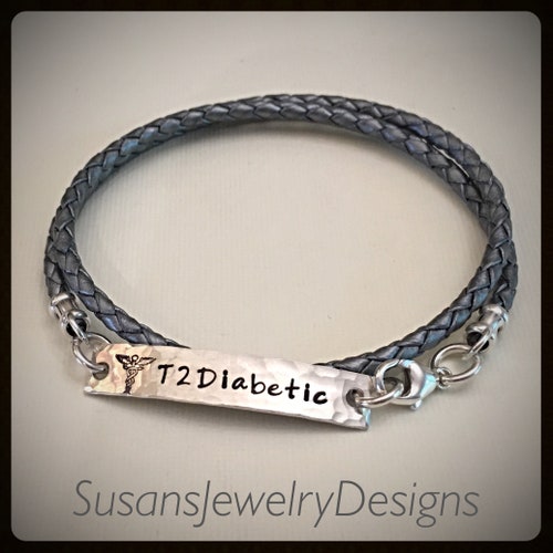 Personalized Sterling Silver Medical Cuff Diabetic Bracelet Etsy