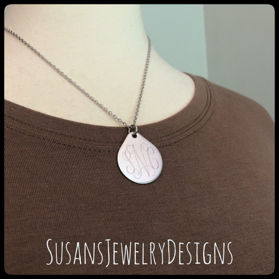Stainless steel monogram necklaces clearance