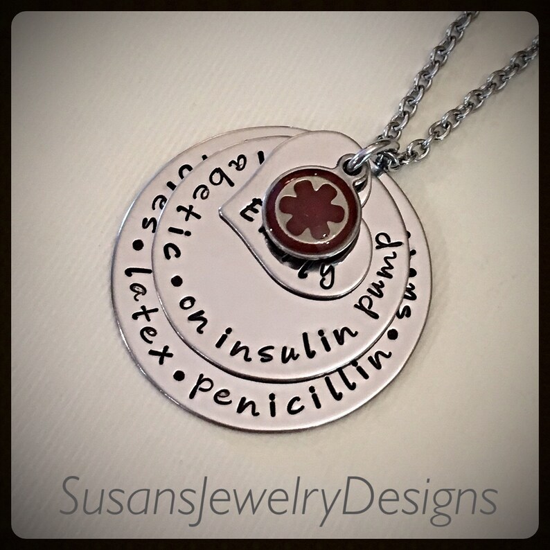 Custom medical alert necklace, medical ID, stainless steel medical alert, medical identification, name necklace, diabetic jewelry, allergy image 3