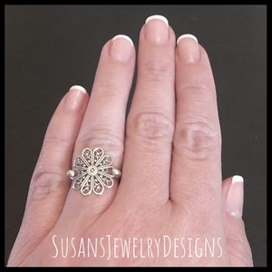 Mandala ring, sterling silver jewelry, custom ring size, gift for her, circle jewelry, sterling silver ring, mandala jewelry, snowflake boho