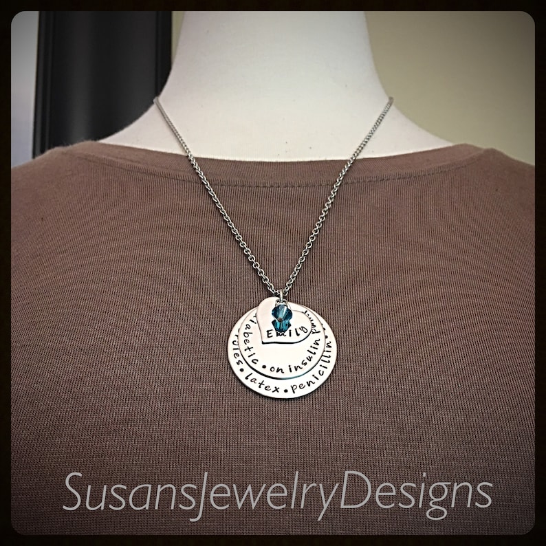 Custom Medical Alert Necklace Medical ID Stainless Steel Etsy