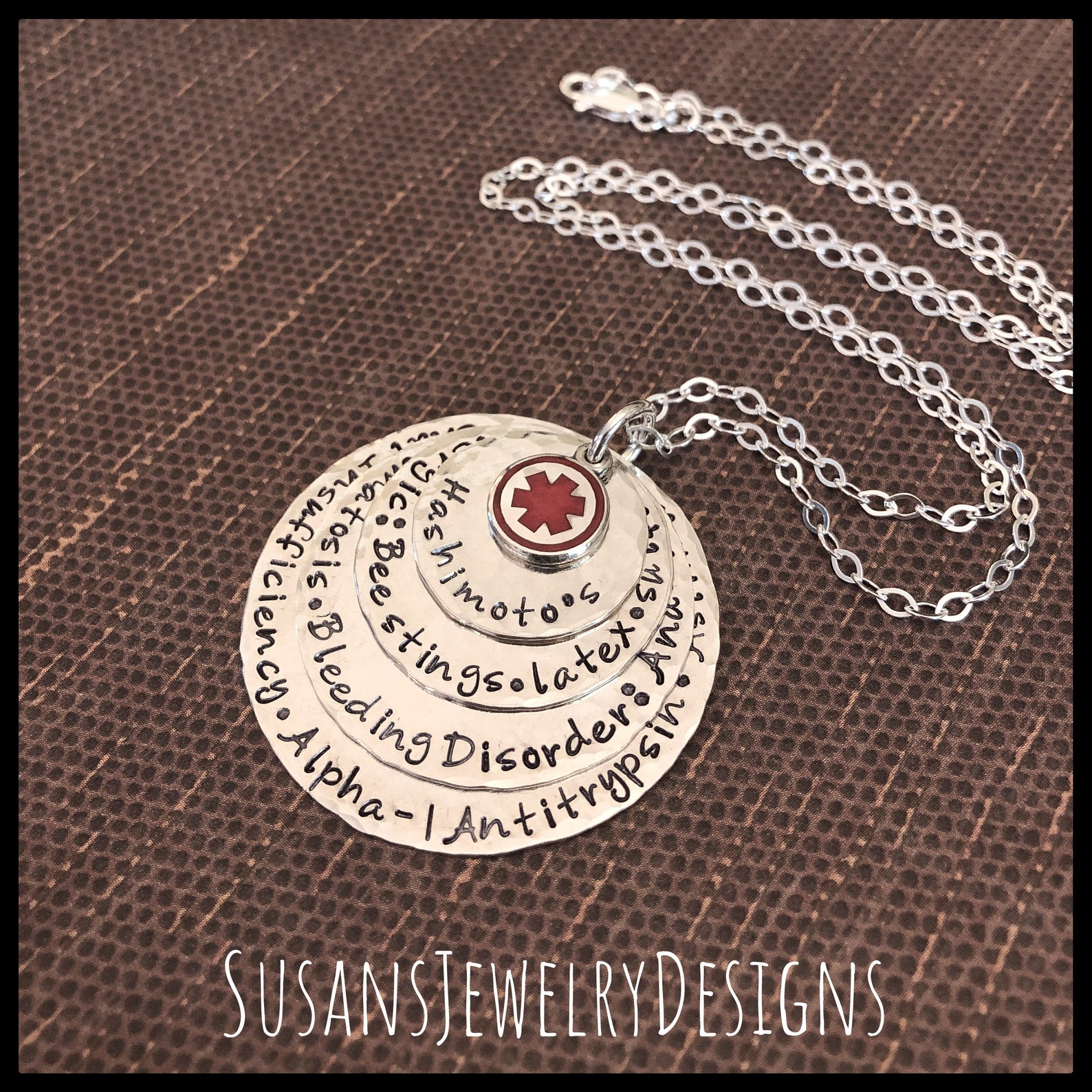 Custom Medical Alert Necklace Medical ID Sterling Silver - Etsy