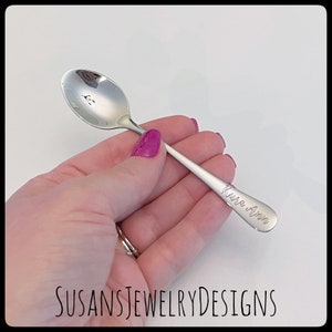 Engraved baby spoon, baby shower gift, new mom, name and date, new baby, personalized wording, unisex, silver stainless steel, birth of baby