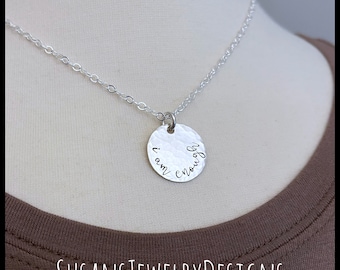 I am enough necklace, sterling silver, affirmation jewelry, graduation present, sentiment pendant, love who you are, teen, kind, daughter