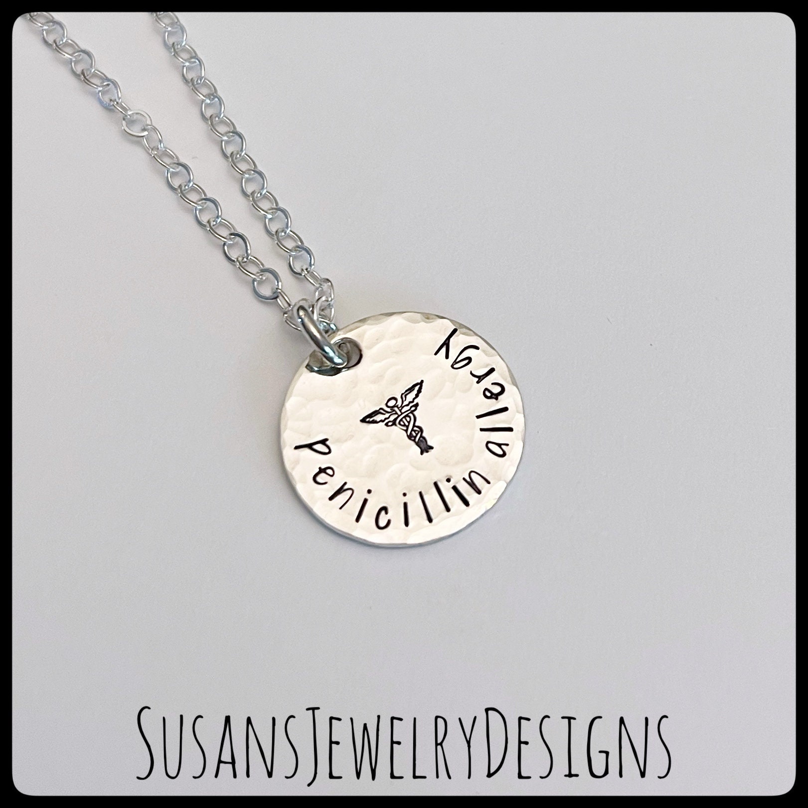 Custom Medical Alert Necklace, Medical ID, Sterling Silver Medical ...