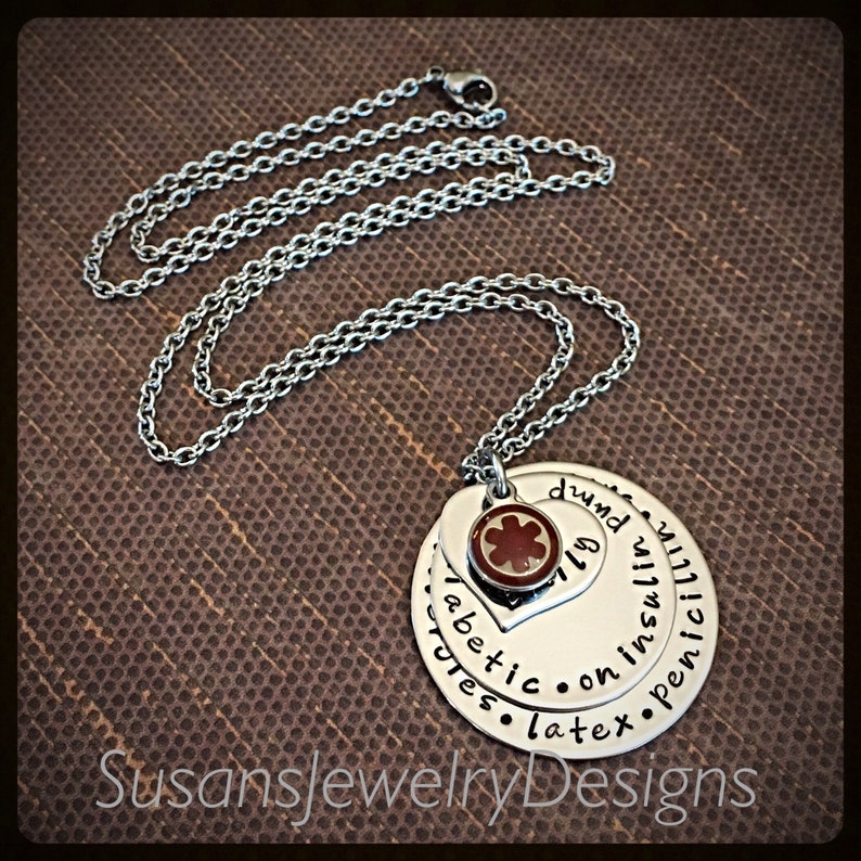 Custom medical alert necklace, medical ID, stainless steel medical alert, medical identification, name necklace, diabetic jewelry, allergy image 2