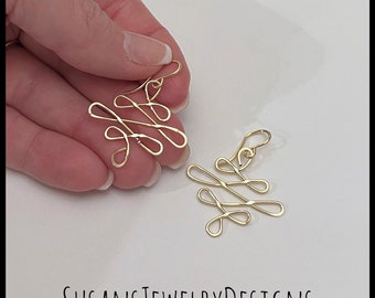 Custom celtic knot earrings, lightweight wire wrapped jewelry, yellow gold filled metal, Irish earrings, anam cara gift for her teacher gift