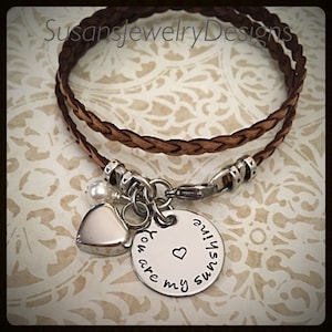 Heart urn bracelet, stainless steel, leather wrap, cremation jewelry, custom wording, keepsake memorial, ash holder, capsule, mom dad loss